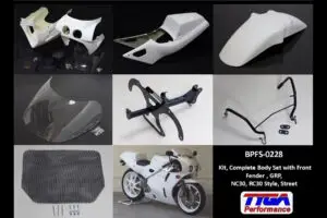 Kit, Complete Body Set with Front Fender, GRP, NC30, RC30 Style, Street