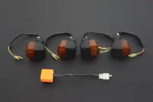 Turn Signal Set, Black, Akira Style, Parallel pin fitment relay.
