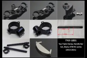Top Triple Clamp and Handlebar Clamp Set, Black, KTM RC Series 2014-2021