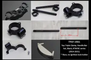 Top Triple Clamp (Race) and Handlebar Clamp Set, Black, KTM RC Series 2014-2021