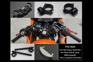Top Triple Clamp (Race) and Handlebar Clamp Set, Black, KTM RC Series 2022-2024