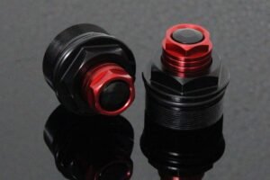 Front Fork Preload Adjusters, Pair, MSX125 Grom Black/Red