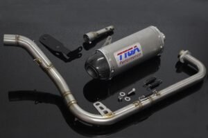 Set, Pipe, Full Race System, High level, MSX125SF Grom, Stainless Oval/Carbon End Cap